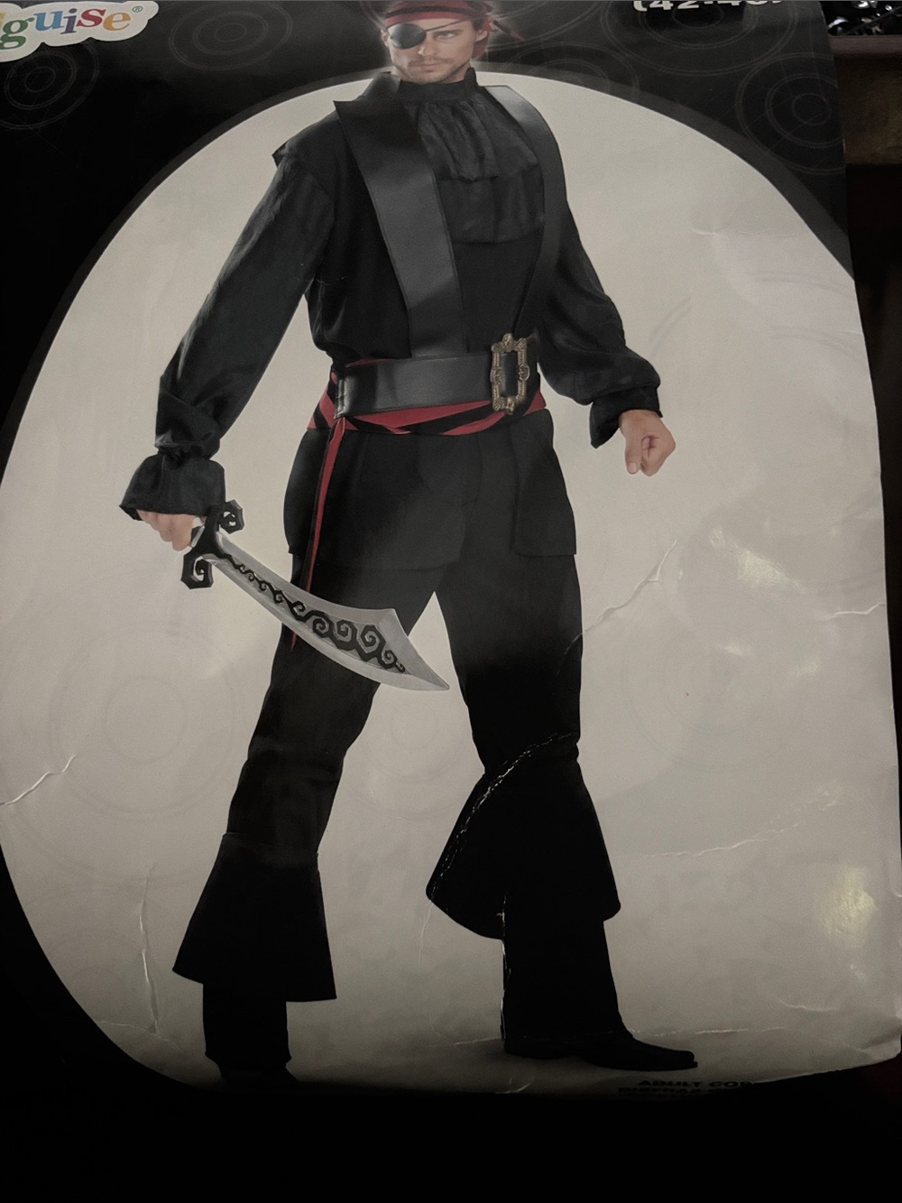 Disguise Men's Black Pirate Cargo Pants with Red Sash